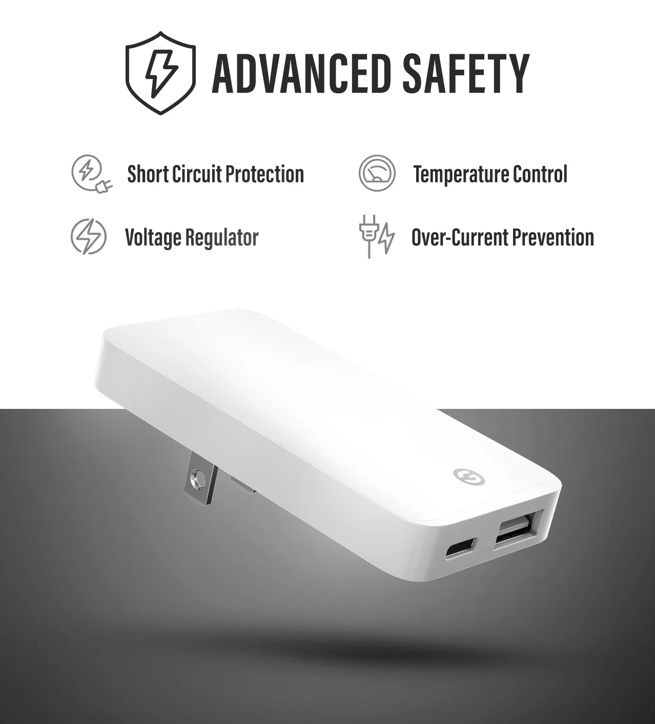 (3 Pack) Flat Type C Wall Charger, Ultra Slim Dual Port USB-C / USB-A Multi Port Travel Plug, Low Profile Power Adapter (Fast Charging 20W)