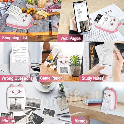 Portable Mini Pocket Thermal Printer Wireless Bluetooth Photo Inkless Printing