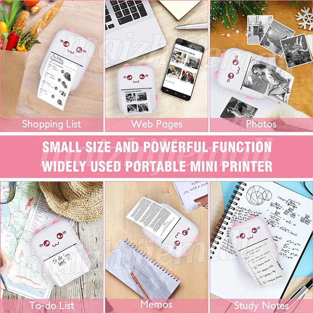 Portable Mini Pocket Thermal Printer Wireless Bluetooth Photo Inkless Printing