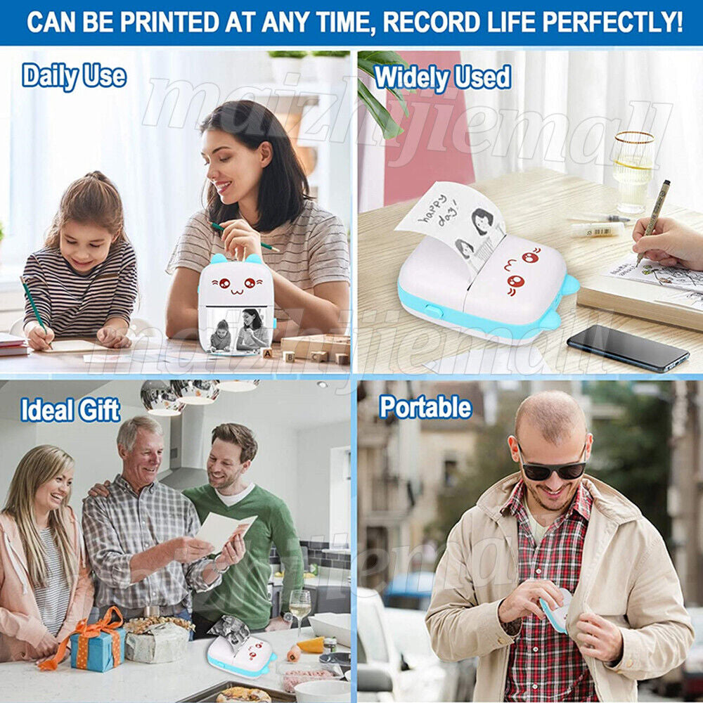 Portable Mini Pocket Thermal Printer Wireless Bluetooth Photo Inkless Printing