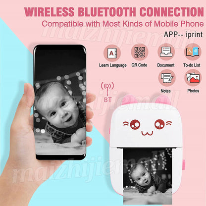 Portable Mini Pocket Thermal Printer Wireless Bluetooth Photo Inkless Printing