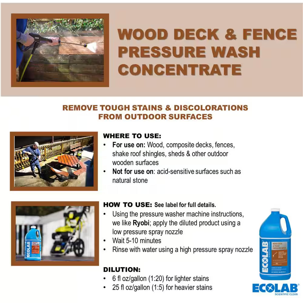 1 Gal. Wood Deck and Fence Pressure Wash Concentrate Outdoor Cleaner